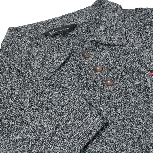 Crew Clothing Company Cable Knit Button Neck Jumper