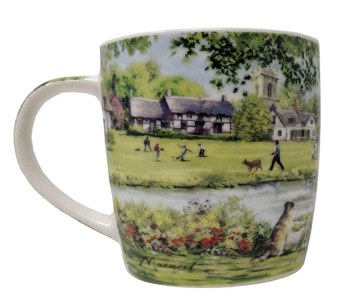 Country Pub River Scene Fine China Mug Cup 9cm x 8.5cm
