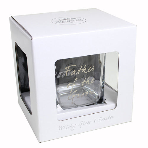 Wedding FATHER of GROOM Whisky Glass & Coaster Thank You Gift LP