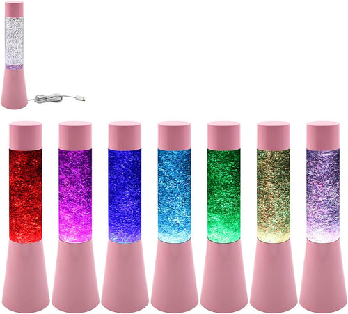 Lesser & Pavey Tall Multicoloured Changing Colour Light Up Glitter Lamp - Gold, Silver, Pink, Black or White (Pink)