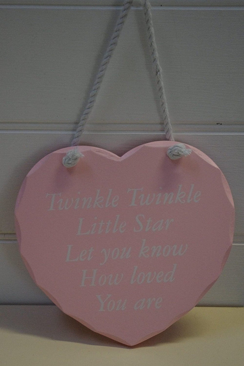 Heart Sign Plaque Nursery DecorationTwinkle Twinkle Little Star .. Pink
