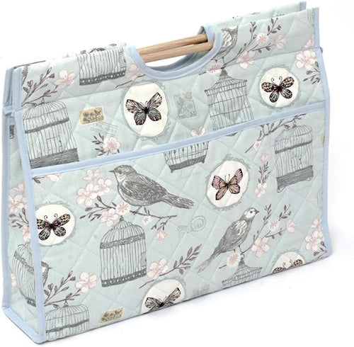 Hobby Gift Premium Craft Bag in a Multi-colour Bird Song Pattern on Blue (11 x 43 x 33.5cm)