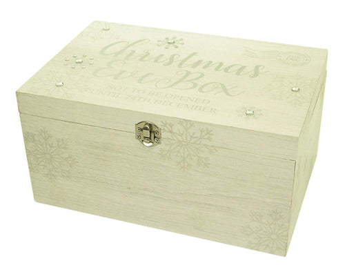 Wooden Silver Christmas Eve Gift Box with Glass Gem Inlay