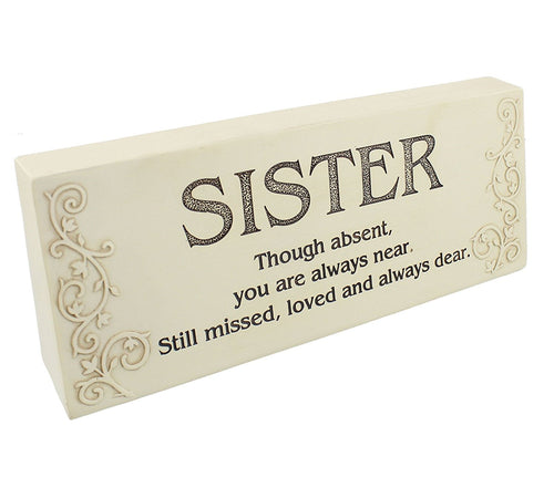 Graveside Memorial Ornaments - Block Plaque Sister