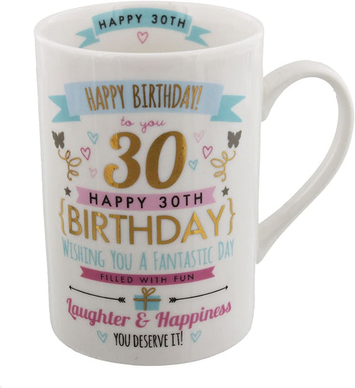 Signography Happy Birthday Rose and Gold Motif - 30 Years of Thirty Mug in a Gift Box