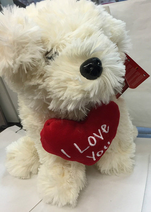 keel 30cm soft white labrador with heart