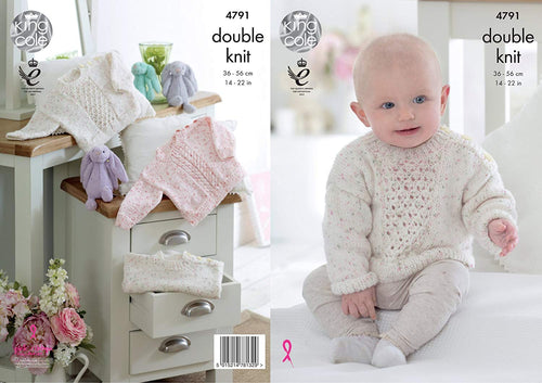 King Cole 4791 Knitting Pattern Baby Sweaters in King Cole Smarty DK