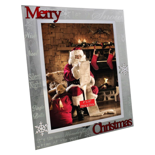 Merry & Bright Glass Photo Frame 'Merry Christmas' 8" x 10"