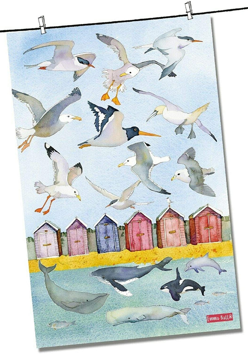 Emma Ball "Sealife - Under the Sea, Pure cotton tea towel. Printed in the UK.