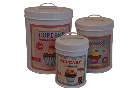 home sweet home   set 3 distressed shabby chic cupcake canister