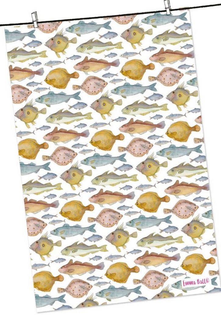 Emma Ball Fishes Cotton Tea Towel