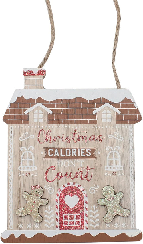 Christmas Gingerbread Wooden Plaque - Christmas Calories Don't Count
