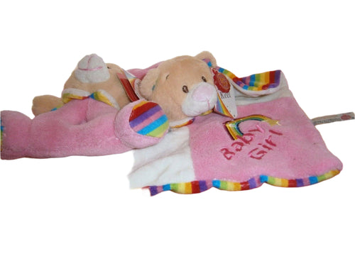 baby keel rainbow rattle & comfort blanket pink