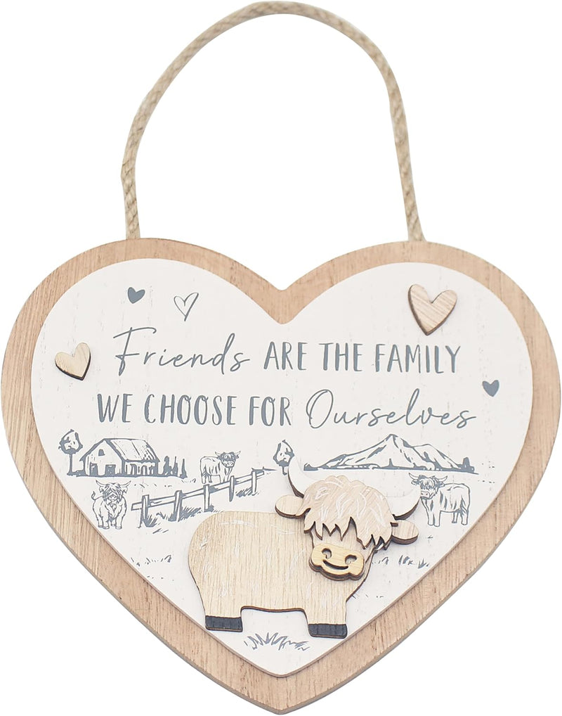 Lesser & Pavey Love & Affection Highland Cow Wooden Plaque - Friends For Home Decor & Gift | Wooden and Acrylic Plaques For Home and Office | Ideal Signs & Plaque Birthday Gifts For Women & Men