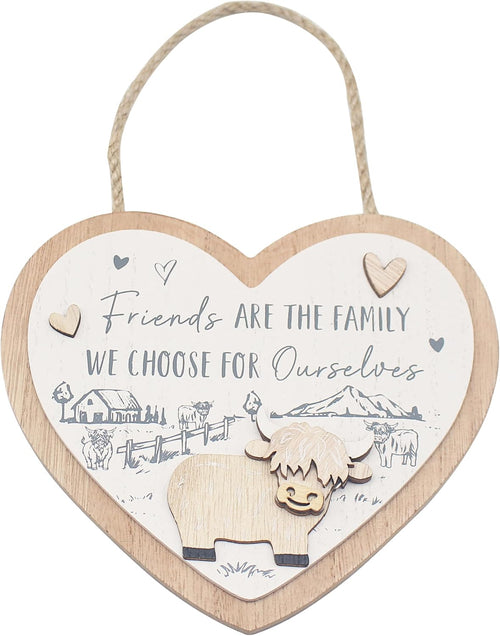 Lesser & Pavey Love & Affection Highland Cow Wooden Plaque - Friends For Home Decor & Gift | Wooden and Acrylic Plaques For Home and Office | Ideal Signs & Plaque Birthday Gifts For Women & Men