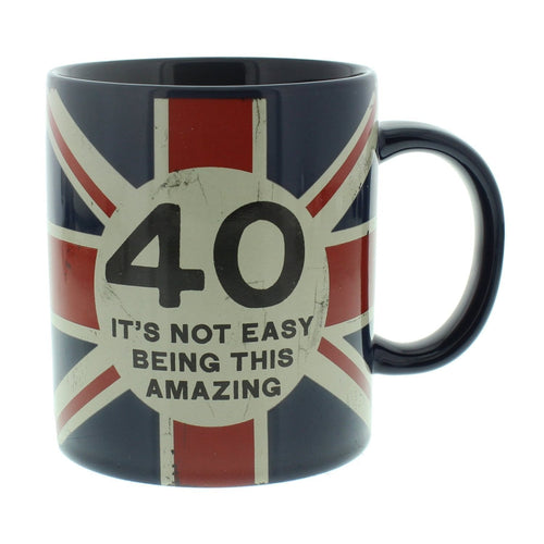 UNION JACK BIRTHDAY GIFT - MUG 40th BIRTHDAY HM804 - BRAND NEW AND BOXED