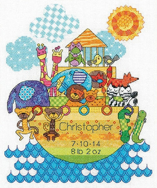 Dimensions "Noah's Animal Birth Record" Counted Cross Stitch Kit, Multi-Colour
