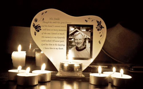 His Smile Memorial Poem & Photo Candle Holder