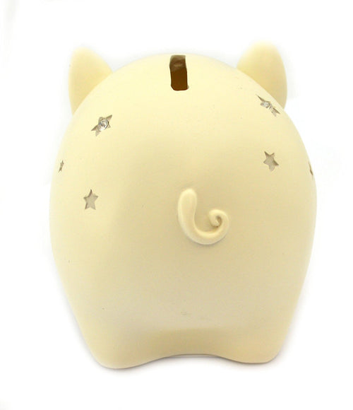 Bambino Star Decorated Cream Pig Money Bank \ Savings Bank