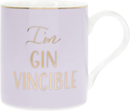 Lets Party Gin Vincible Print Purple Gold Fine China Tea