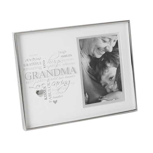 Heartfelt Moments Nickel Plated Frame Heart 4" x 6" Grandma