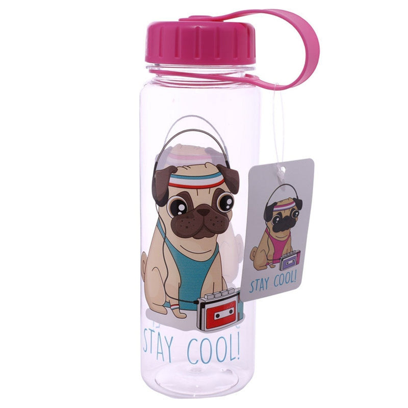 Funky Pug Stay Cool Design 500ml Bottle Fun for all the family at home, work or on holiday. Great for Pug Dog Lovers