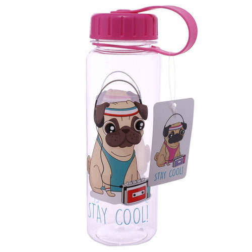 Funky Pug Stay Cool Design 500ml Bottle Fun for all the family at home, work or on holiday. Great for Pug Dog Lovers