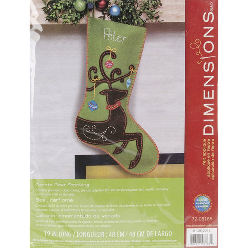 Dimensions "Ornate Deer" Stocking Felt Applique Kit, Multi-Colour