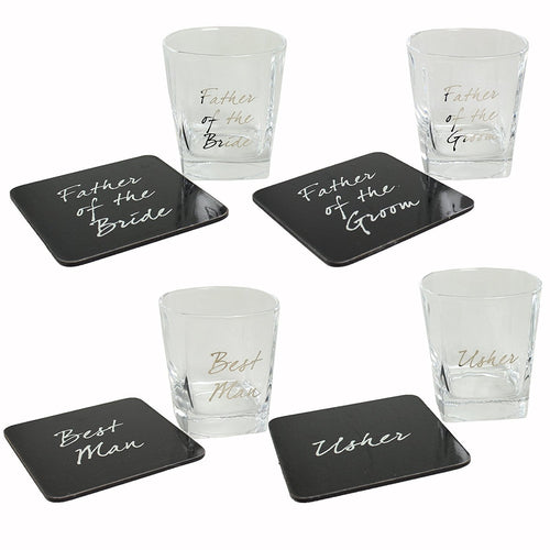 Wedding FATHER of GROOM Whisky Glass & Coaster Thank You Gift LP
