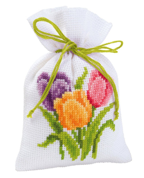 Vervaco Pot Pourri Bag Crocuses Counted Cross Stitch Kit, Multi-Colour