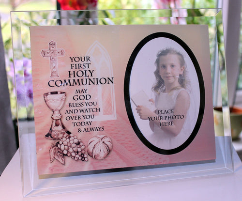 Inspirational Glass Poem Photo Frame Her First Holy Communion Gift Keepsake Present to Treasure Forever!