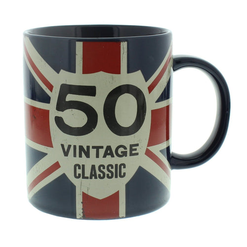 UNION JACK BIRTHDAY GIFT - MUG 50th BIRTHDAY HM805 - BRAND NEW AND BOXED