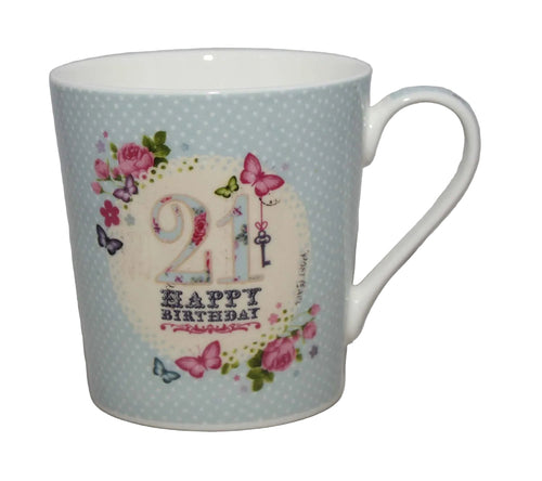 Bellissima Happy Birthday 21 Butterfly Fine China Mug