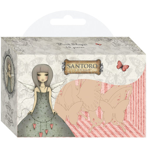 Santoro Mirabelle Wooden Butterfly Elements, Set of 18, Multi-Colour