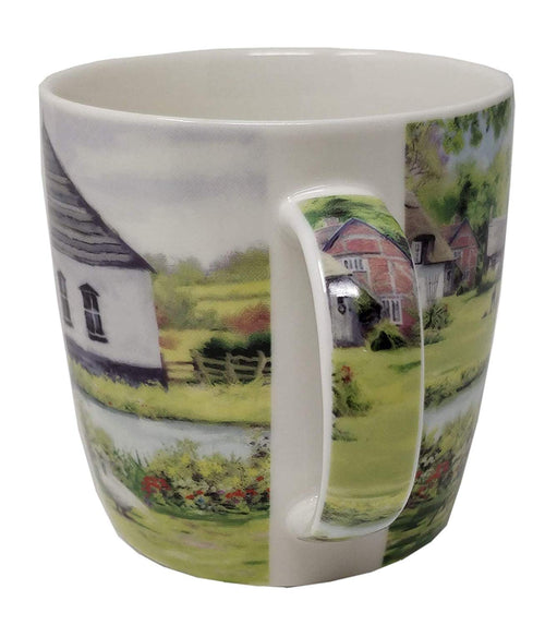 Country Pub River Scene Fine China Mug Cup 9cm x 8.5cm