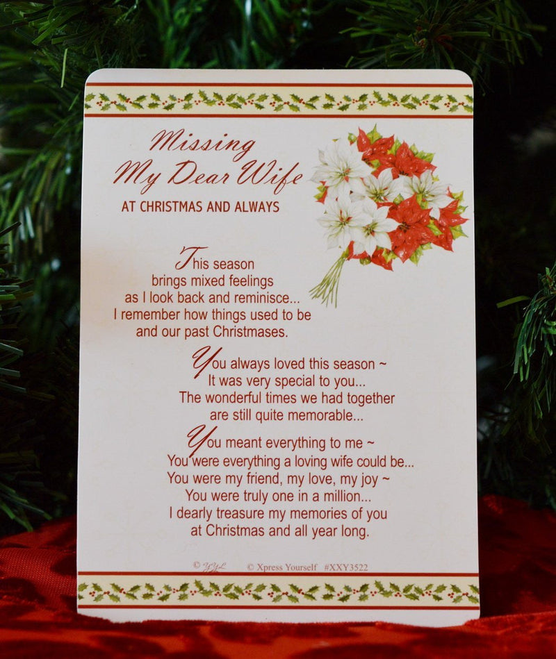 Graveside Memorial Christmas Card & Holder -Missing My Dear Wife - 3522