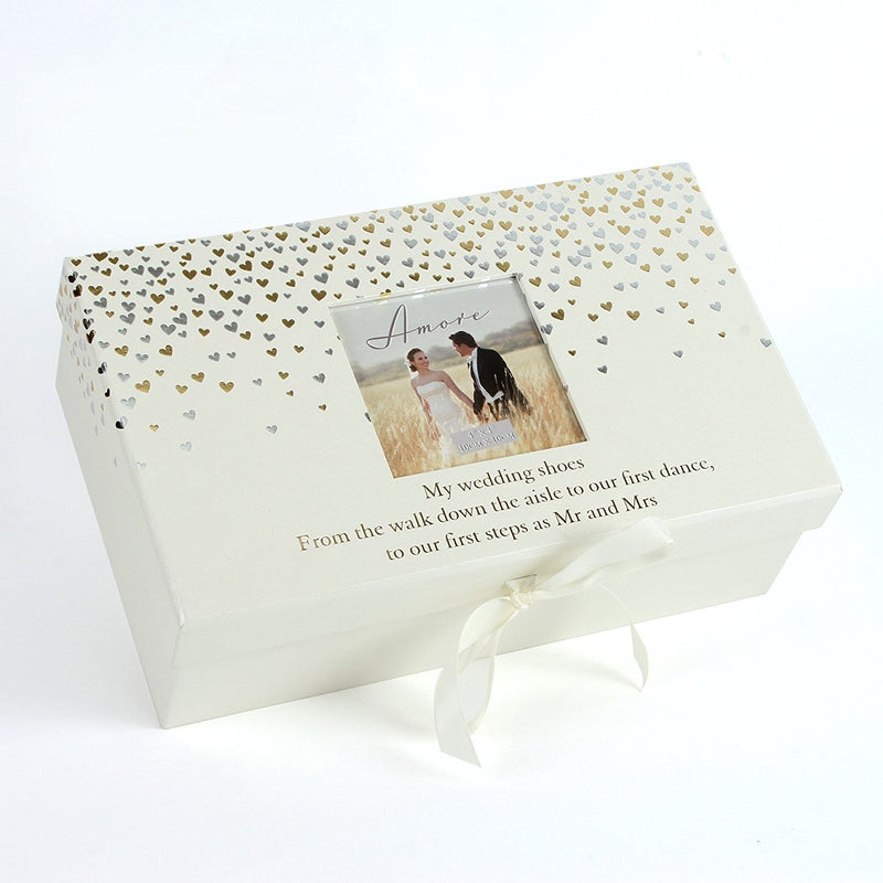 Brides Bridal Wedding Shoe Box with Space for Photo.
