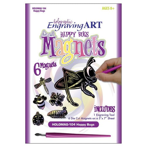 Holographic Foil Engraving Art Magnets-Happy Bugs