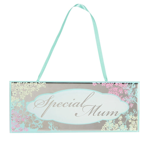 Mum Gift - Vintage Style Mirrored Mum Plaque Pastel Floral Colours