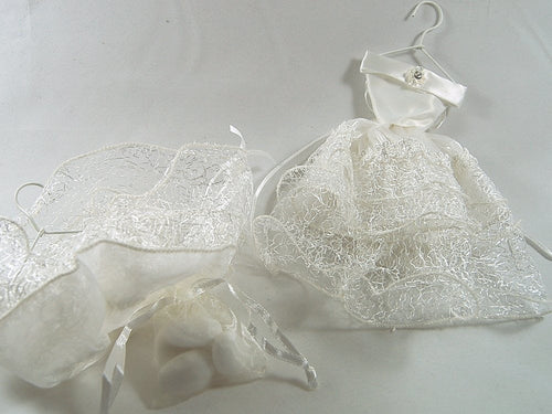 Wedding Dress I Pouch for Almonds Ivory 17 cm Set of 6