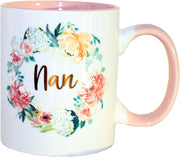 Floral Mug with Gold Foil Wording from Peaches and Cream - Nan