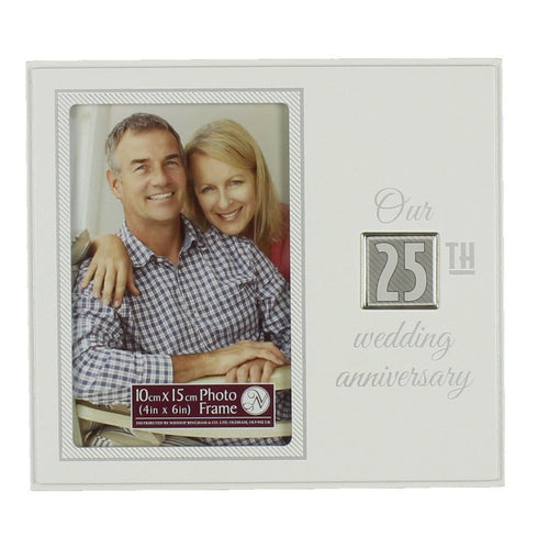 New View Shiny Squares 20cm Photo Frame - 25th Anniversary