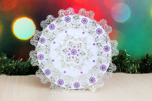 Tattered Lace Snowflake Doily, Silver