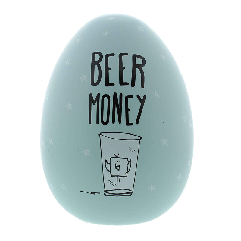 Eggcellent Large Nest Egg Money Pot - Pale Blue "Beer Money"