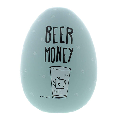 Eggcellent Large Nest Egg Money Pot - Pale Blue "Beer Money"