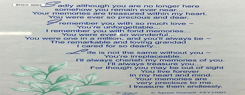 In Loving Memory - Of A Dear Grandad - Grave/Graveside Memorial Card