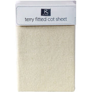 Cotton-Rich Fitted Terry Towelling Cot Sheet in Cream