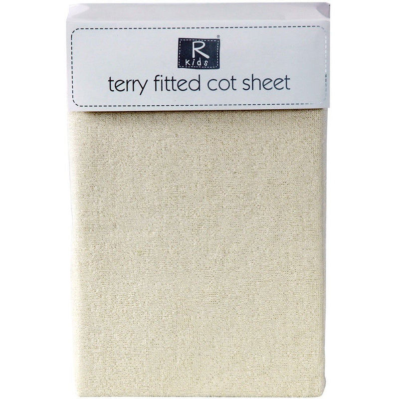 Cotton-Rich Fitted Terry Towelling Cot Sheet in Cream