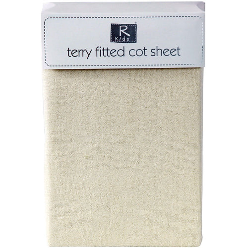 Cotton-Rich Fitted Terry Towelling Cot Sheet in Cream
