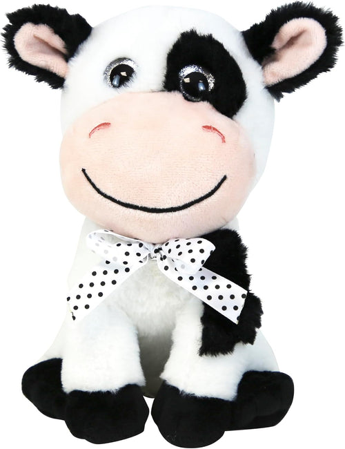 Fun House - Cow Plush with a Bow - Cute Plushies, Animal Toys, Stuffed Animal, Cute Stuff, Cow, Gifts for Kids, Comfort Toys, Plush - 11 x 19cm